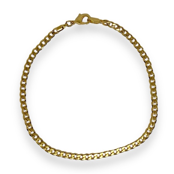 Curb Chain Anklet 1/8” Wide Brazilian 18k Gold Filled 10” Long w. Lobster Clasp - Picture 4 of 5